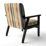 Beige And Brown Striped Pattern Serenity- Upholstered Accent Chair