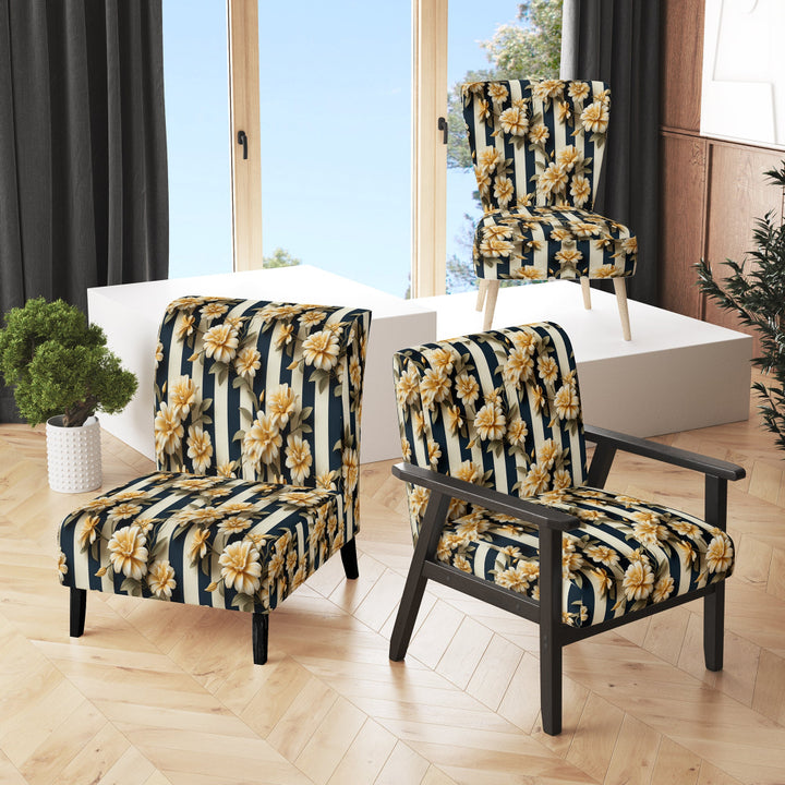 Nautical Charm Striped Floral Pattern - Vintage Accent Side Chair