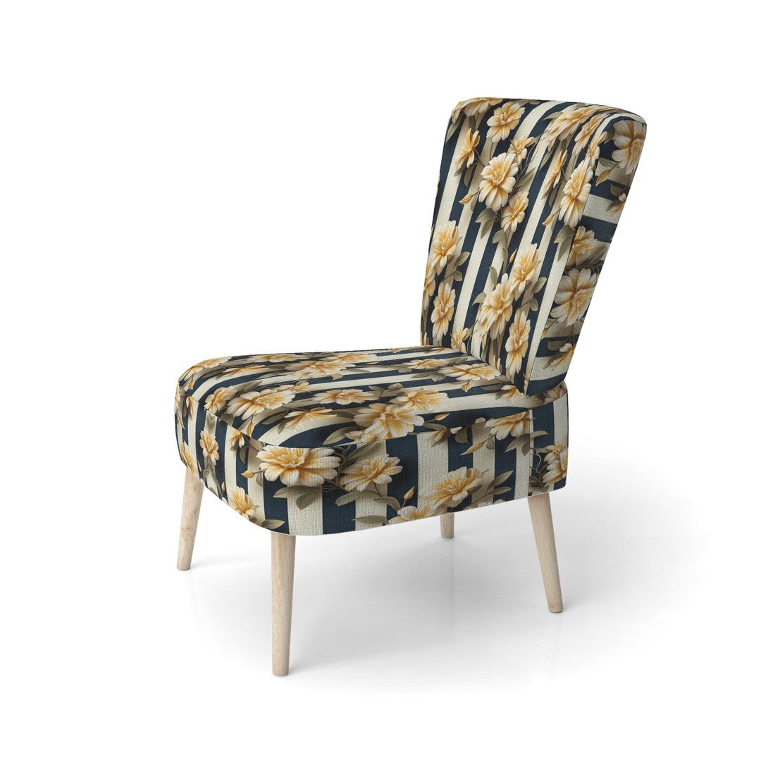 Nautical Charm Striped Floral Pattern - Vintage Accent Side Chair