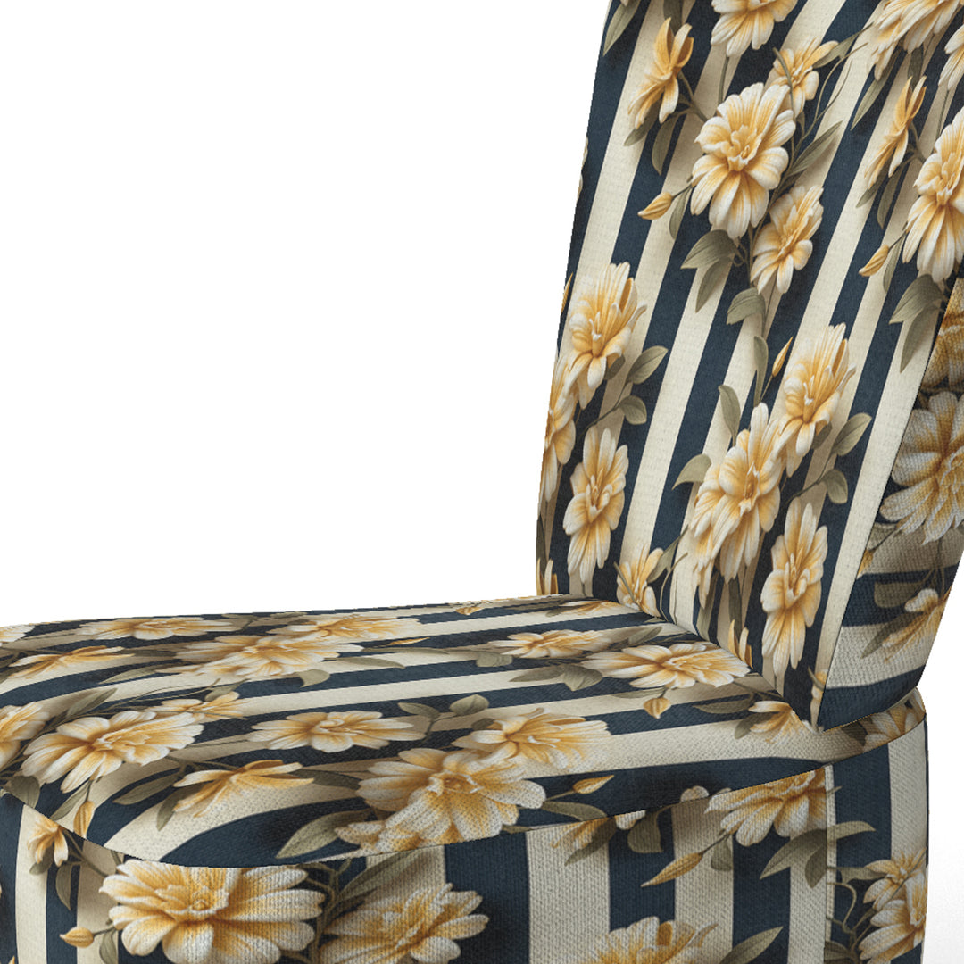 Nautical Charm Striped Floral Pattern - Vintage Accent Side Chair