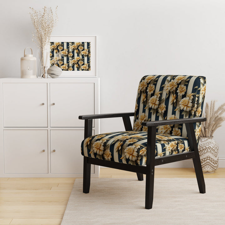 Nautical Charm Striped Floral Pattern - Vintage Accent Side Chair