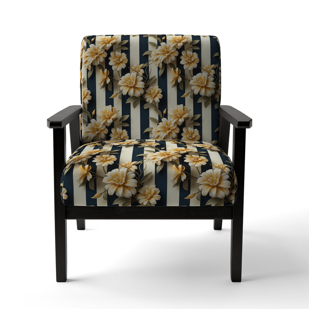 Nautical Charm Striped Floral Pattern - Vintage Accent Side Chair