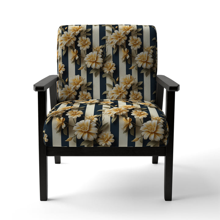 Nautical Charm Striped Floral Pattern - Vintage Accent Side Chair
