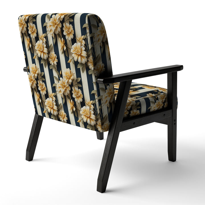 Nautical Charm Striped Floral Pattern - Vintage Accent Side Chair