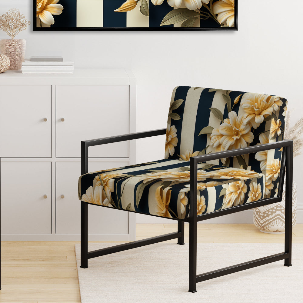 Nautical Charm Striped Floral Pattern - Vintage Accent Side Chair