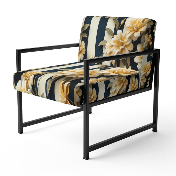 Nautical Charm Striped Floral Pattern - Vintage Accent Side Chair