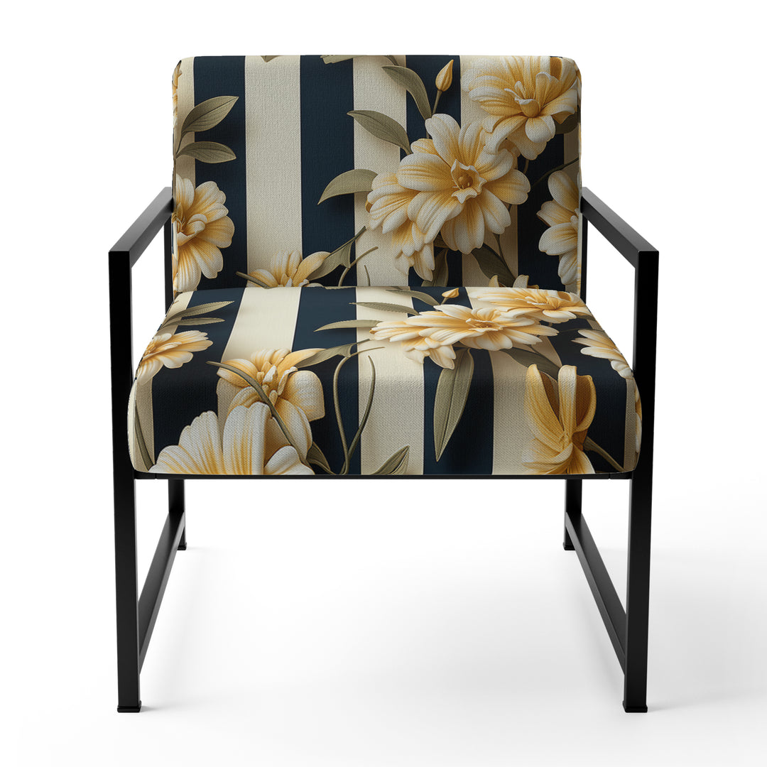 Nautical Charm Striped Floral Pattern - Vintage Accent Side Chair