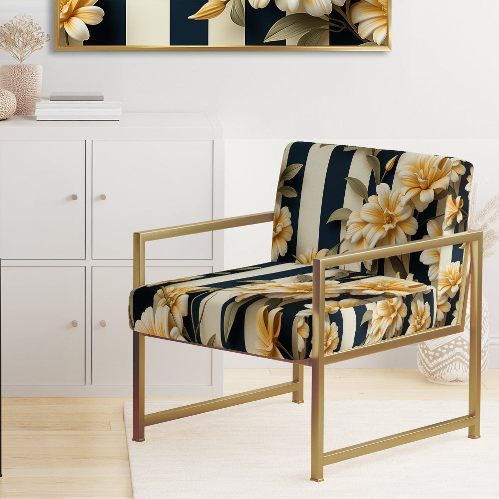 Nautical Charm Striped Floral Pattern - Vintage Accent Side Chair