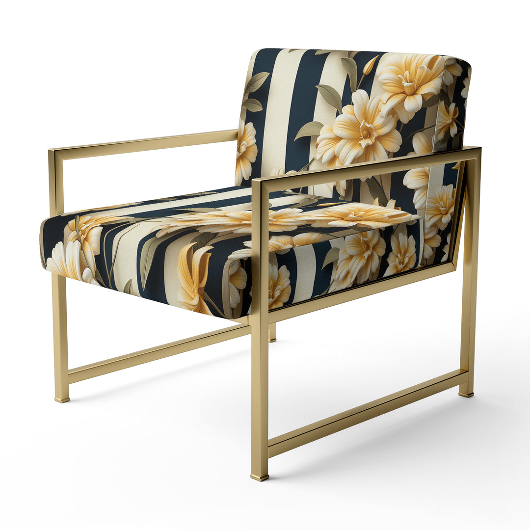Nautical Charm Striped Floral Pattern - Vintage Accent Side Chair