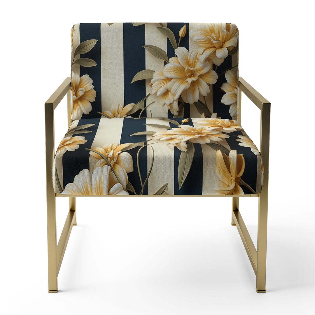 Nautical Charm Striped Floral Pattern - Vintage Accent Side Chair