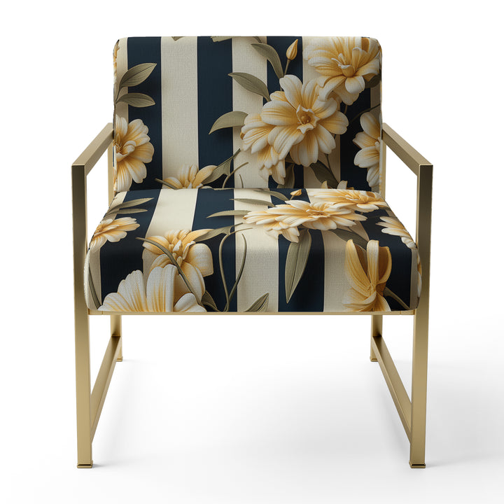 Nautical Charm Striped Floral Pattern - Vintage Accent Side Chair
