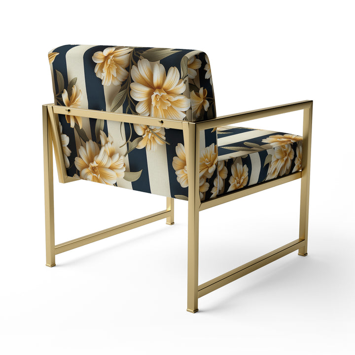 Nautical Charm Striped Floral Pattern - Vintage Accent Side Chair
