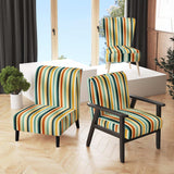 Beige And Green Striped Harmony- Upholstered Accent Chair