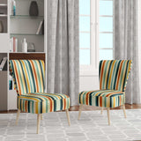 Beige And Green Striped Harmony- Upholstered Accent Chair