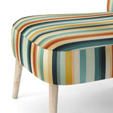 Beige And Green Striped Harmony- Upholstered Accent Chair