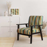 Beige And Green Striped Harmony- Upholstered Accent Chair