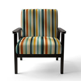 Beige And Green Striped Harmony- Upholstered Accent Chair