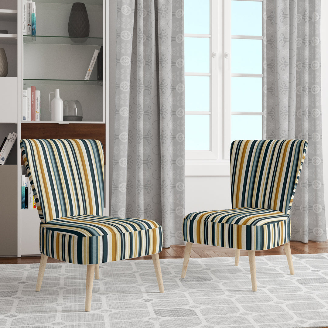 Teal And Brown Classic Pinstripe Pattern - Vintage Arm Chair