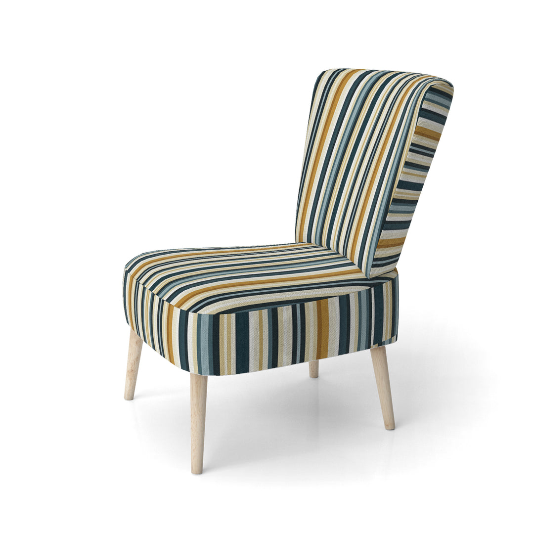 Teal And Brown Classic Pinstripe Pattern - Vintage Arm Chair