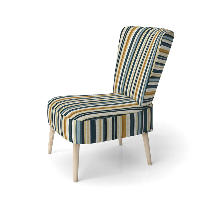 Teal And Brown Classic Pinstripe Pattern - Vintage Arm Chair