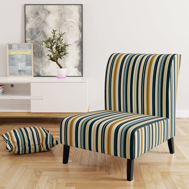 Teal And Brown Classic Pinstripe Pattern - Vintage Arm Chair
