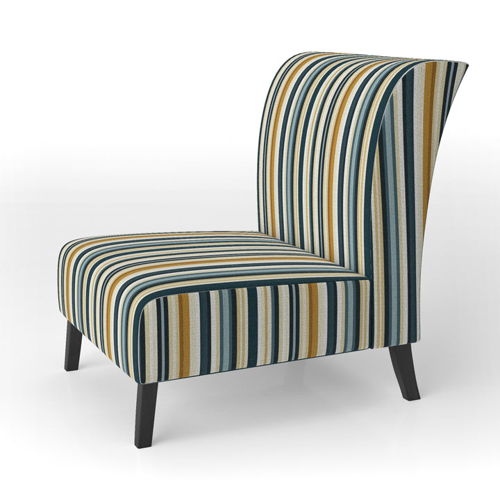 Teal And Brown Classic Pinstripe Pattern - Vintage Arm Chair