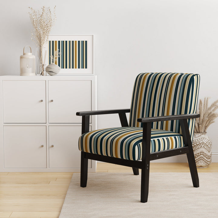 Teal And Brown Classic Pinstripe Pattern - Vintage Arm Chair