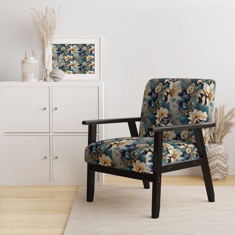 White And Gold Elegant Flowers Delight - Cottage Arm Chair