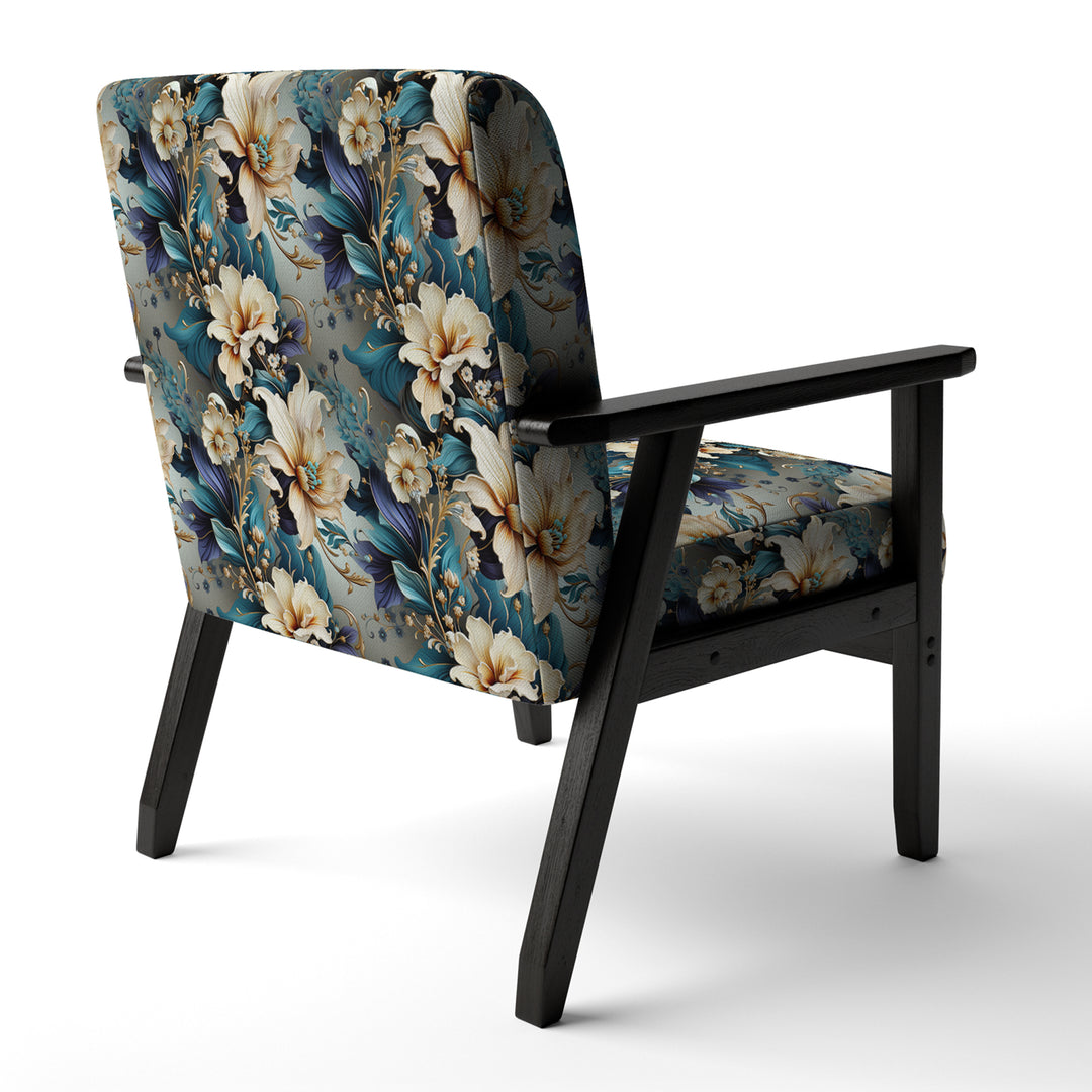White And Gold Elegant Flowers Delight - Cottage Arm Chair