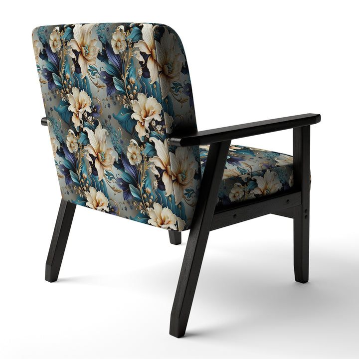 White And Gold Elegant Flowers Delight - Cottage Arm Chair