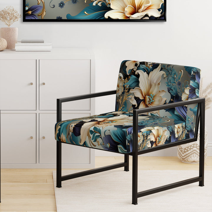 White And Gold Elegant Flowers Delight - Cottage Arm Chair