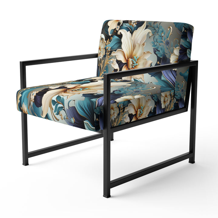 White And Gold Elegant Flowers Delight - Cottage Arm Chair