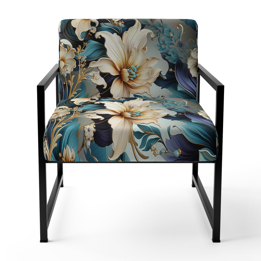 White And Gold Elegant Flowers Delight - Cottage Arm Chair