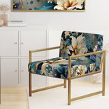 White And Gold Elegant Flowers Delight - Cottage Arm Chair