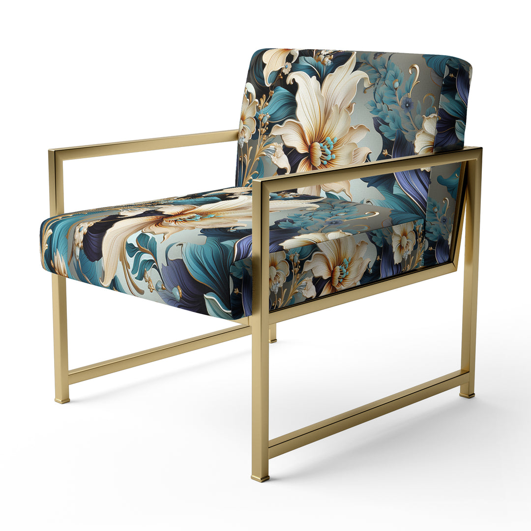 White And Gold Elegant Flowers Delight - Cottage Arm Chair