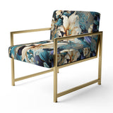 White And Gold Elegant Flowers Delight - Cottage Arm Chair