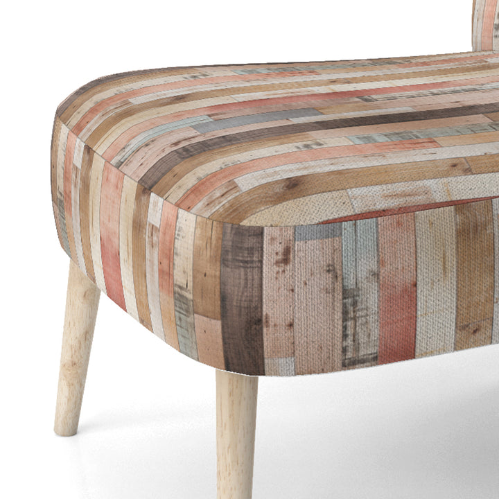 Farmhouse Planks Pink Striped Pattern - Modern Accent Side Chair