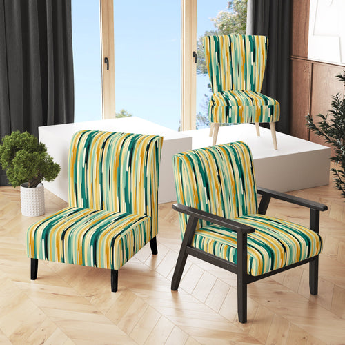 Jungle Green And Yellow Striped Pattern - Modern Arm Chair