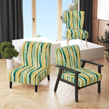 Jungle Green And Yellow Striped Pattern - Modern Arm Chair