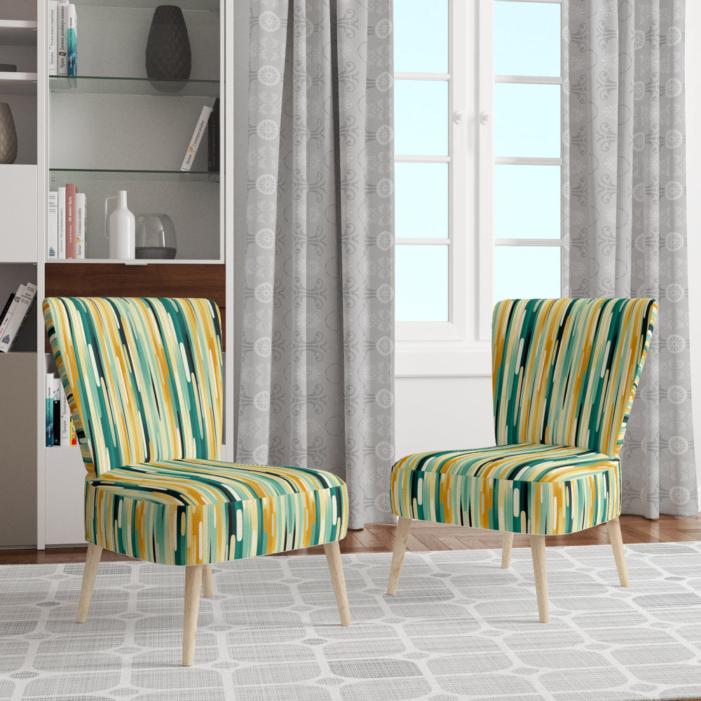 Jungle Green And Yellow Striped Pattern - Modern Arm Chair