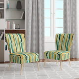 Jungle Green And Yellow Striped Pattern - Modern Arm Chair