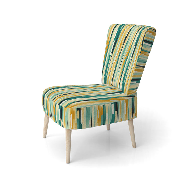 Jungle Green And Yellow Striped Pattern - Modern Arm Chair