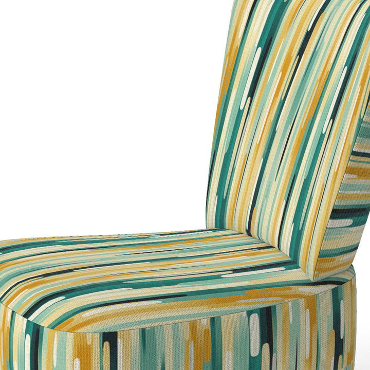 Jungle Green And Yellow Striped Pattern - Modern Arm Chair