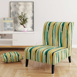 Jungle Green And Yellow Striped Pattern - Modern Arm Chair