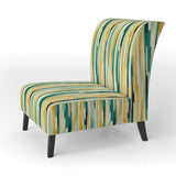 Jungle Green And Yellow Striped Pattern - Modern Arm Chair