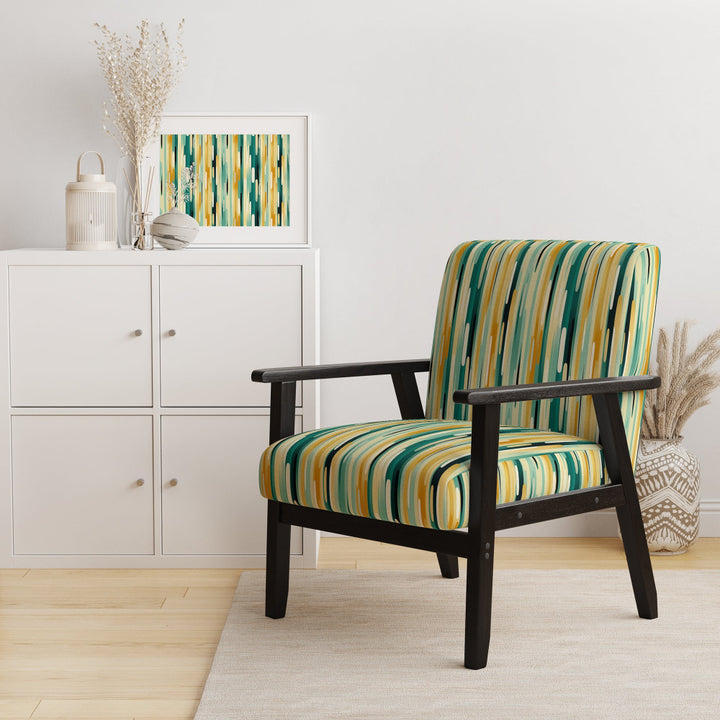 Jungle Green And Yellow Striped Pattern - Modern Arm Chair
