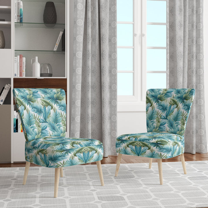 Azure And Green Canopy Tropical Pattern - Tropical Arm Chair