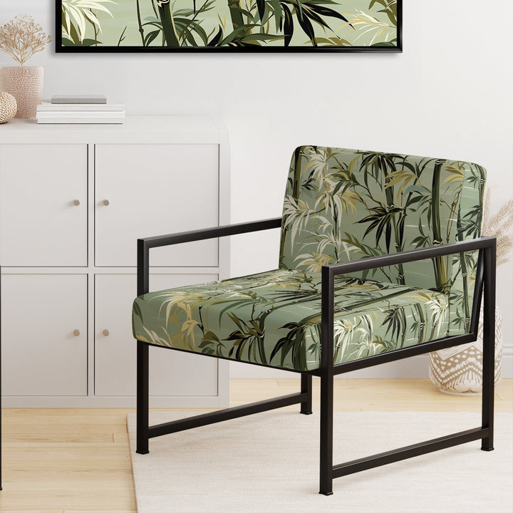 Bamboo Retreat Tropical Pattern - Upholstered Tropical Accent Chairs