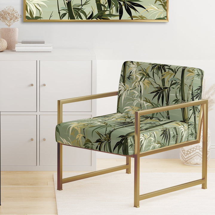 Bamboo Retreat Tropical Pattern - Upholstered Tropical Accent Chairs