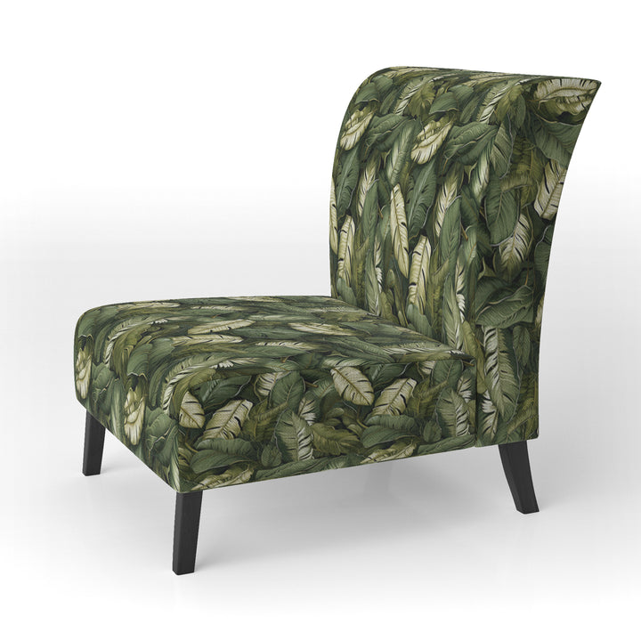 Green Yellow Banana Leaf Bliss Tropical Pattern - Tropical Accent Slipper Chair